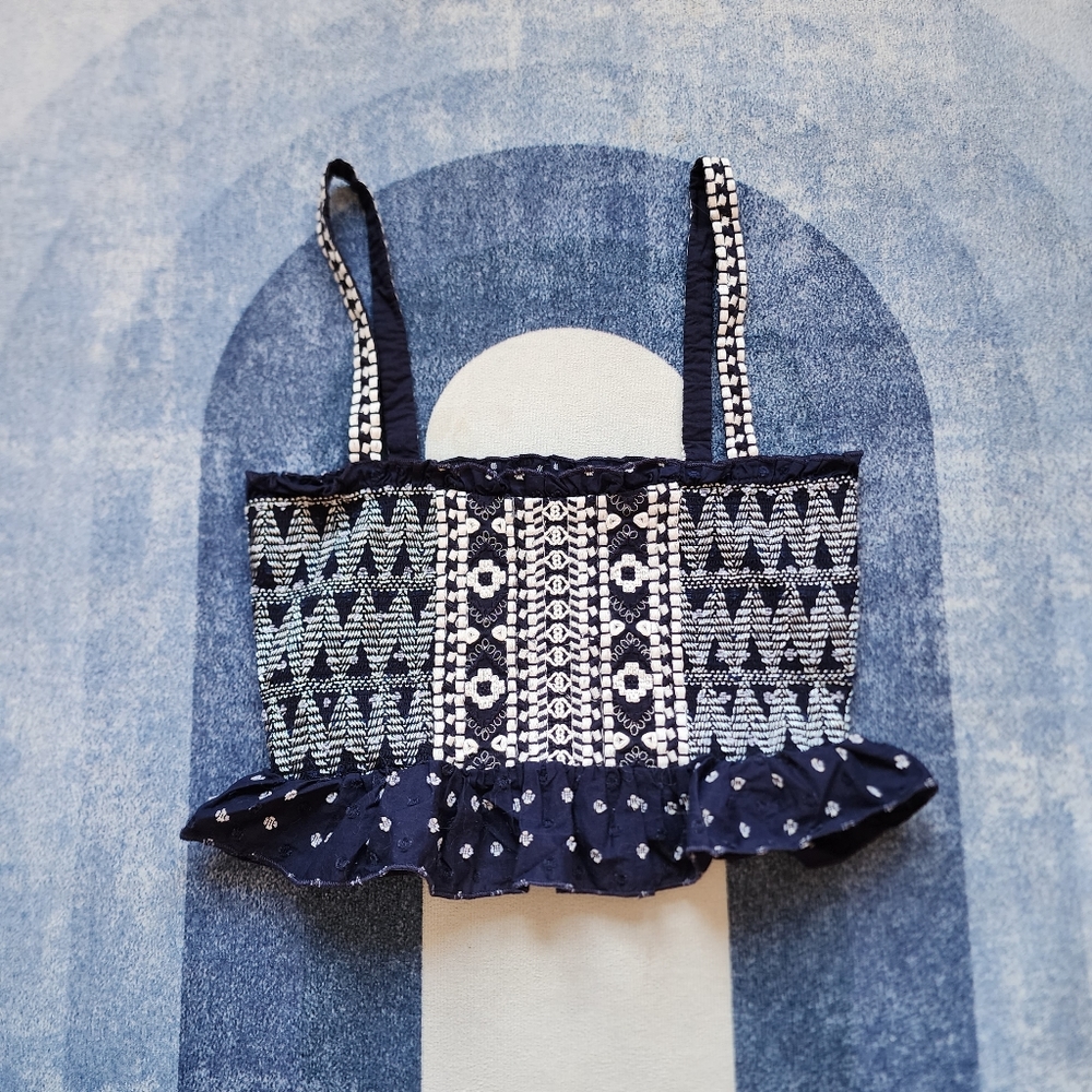 Boho embroidered crop play top